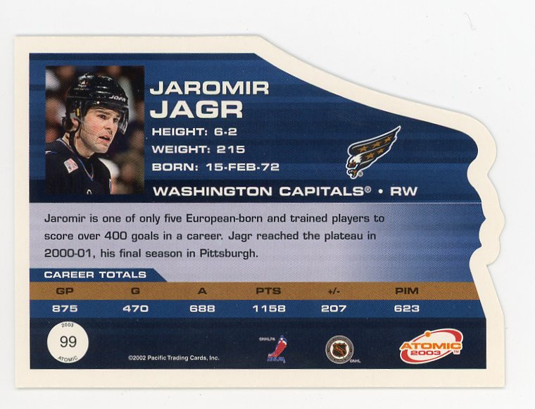 2003 Jaromir Jagr Die Cut Atomic Washington Capitals # 99