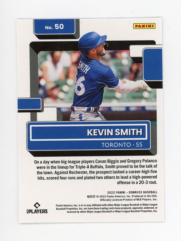 2022 Kevin Smith Rated Rookie Donruss Toronto Blue Jays # 50