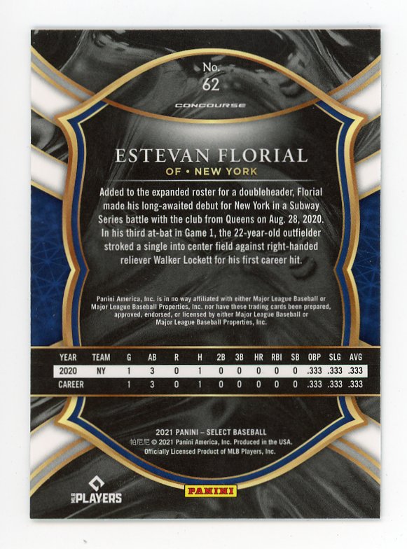 2021 Estevan Florial Rookie Concourse Select New York Yankees # 62