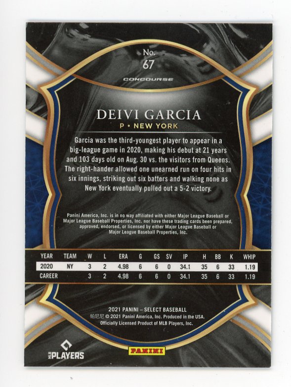 2021 Deivi Garcia Rookie Concourse Select New York Yankees # 67