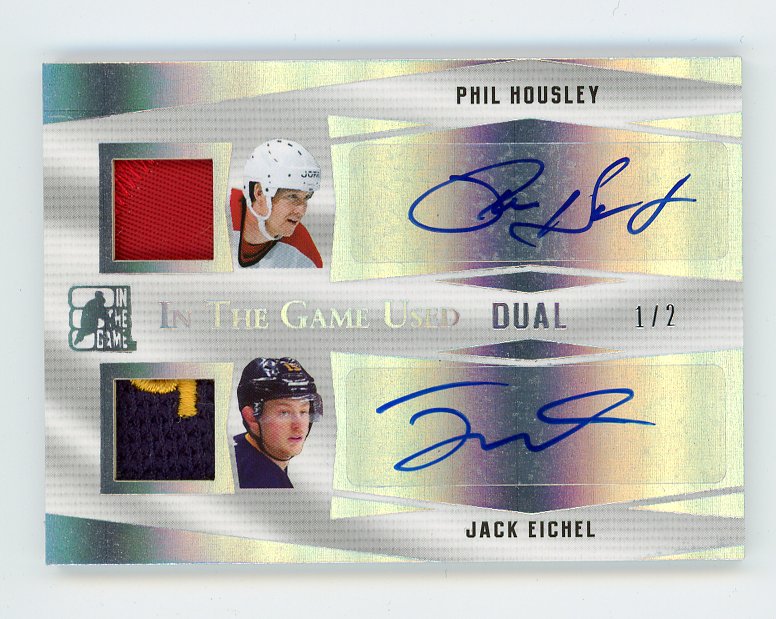2014 Jack Eichel - Phil Housley Dual Auto #D /2 In The Game Used Buffalo Sabres # GUA2-12