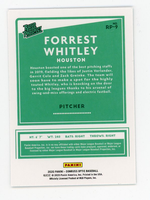2020 Forrest Whitley Rated Prospect Donruss Optic Houston Astros # RP-9