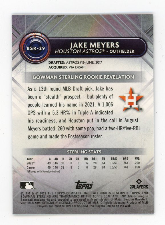 2022 Jake Meyers Rookie Bowman Sterling Houston Astros # BSR-29