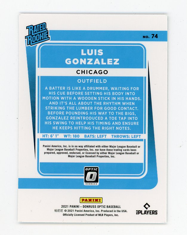 2021 Luis Gonzalez Rated Rookie Donruss Optic Chicago White Sox # 74