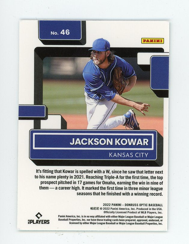 2022 Jackson Kowar Rated Rookie Donruss Optic Kansas City Royals # 46