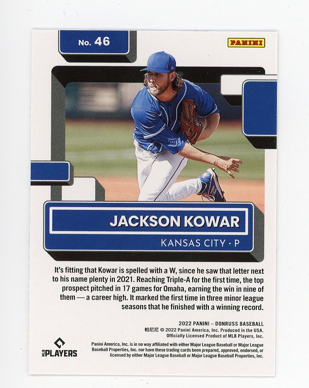 2022 Jackson Kowar Rated Rookie Donruss Kansas City Royals # 46