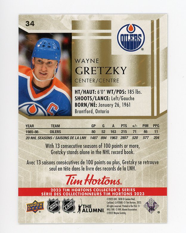 2023 Wayne Gretzky Tim Hortons Edmonton Oilers # 34