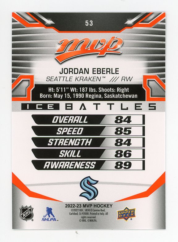 2022 Jordan Eberle Ice Battles MVP Seattle Kraken # 53