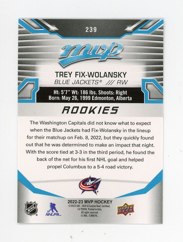 2022 Trey Fix-Wolansky Rookies MVP Columbus Blue Jackets # 239