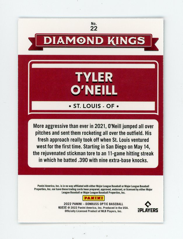 2022 Tyler O'neill Diamond Kings Donruss Optic St.Louis Cardinals # 22