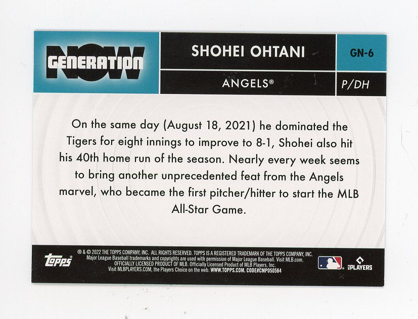 2022 Shohei Ohtani Generation Now Topps Los Angeles Angels # GN-6