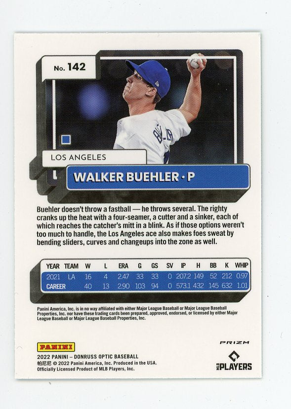 2022 Walker Buehler Lime Green Refractor Donruss Optic Los Angeles Dodgers # 142