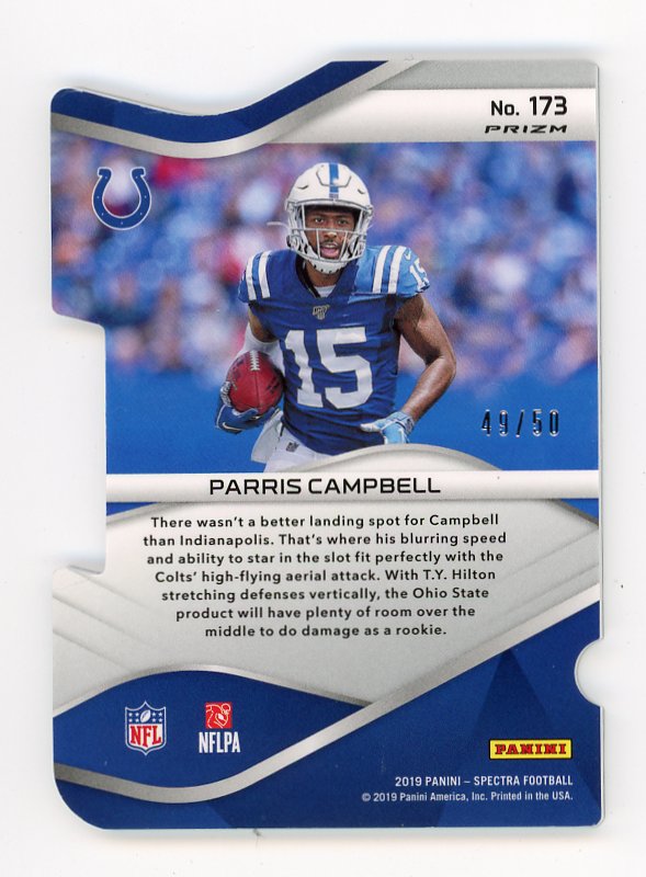 2019 Parris Campbell Rookie Die Cut #D /50 Spectra Indianapolis Colts # 173