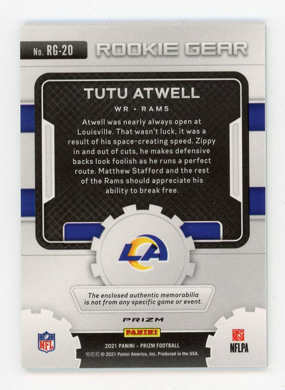 2021 Tutu Atwell Rookie Gear Prizm Panini Los Angeles Chargers # RG-20