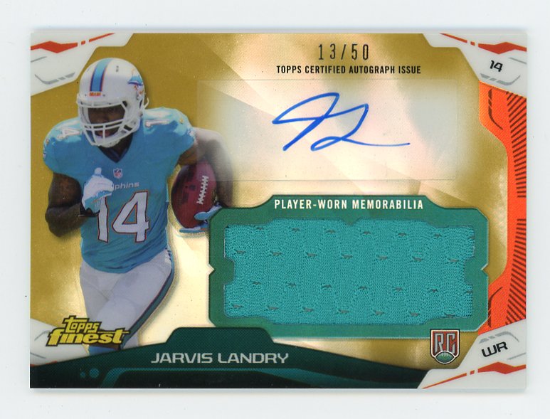 2014 Jarvis Landry Rookie Auto Patch #D /50 Topps Finest Miami Dolphins # AJR-JLA