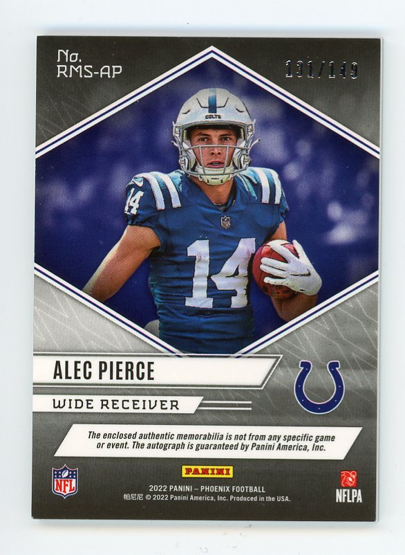 2022 Alec Pierce Rising Rookie #D /149 Phoenix Indianapolis Colts # RMS-AP