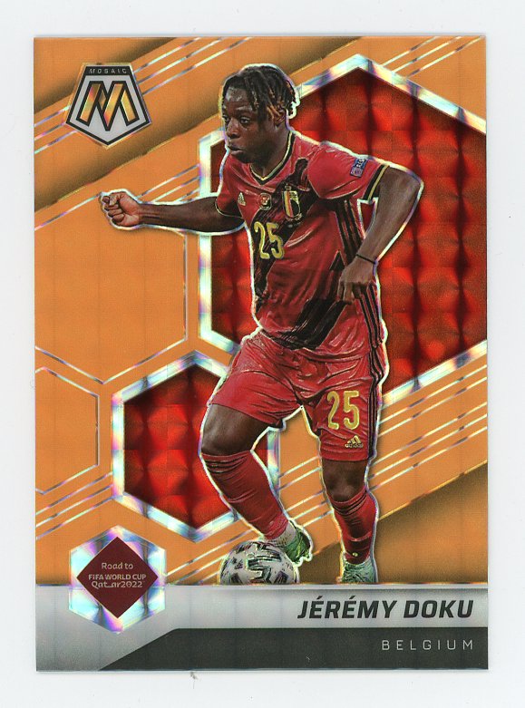 2021-2022 Jeremy Doku Road To Fifa Cup Orange Prizm Mosaic Belgium # 191