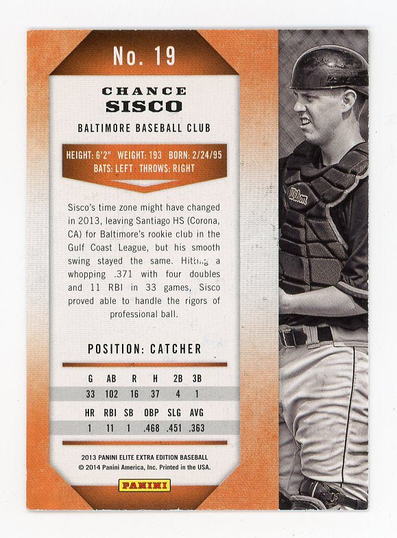 2013 Chance Sisco Extra Edition Auto Panini Baltimore Orioles # 19