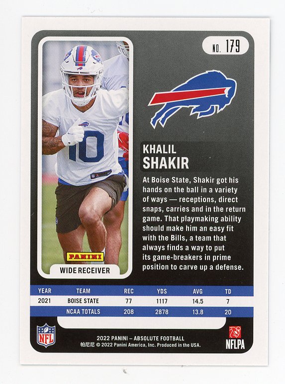 2022 Khalil Shakir Rookie Absolute New York Giants # 179