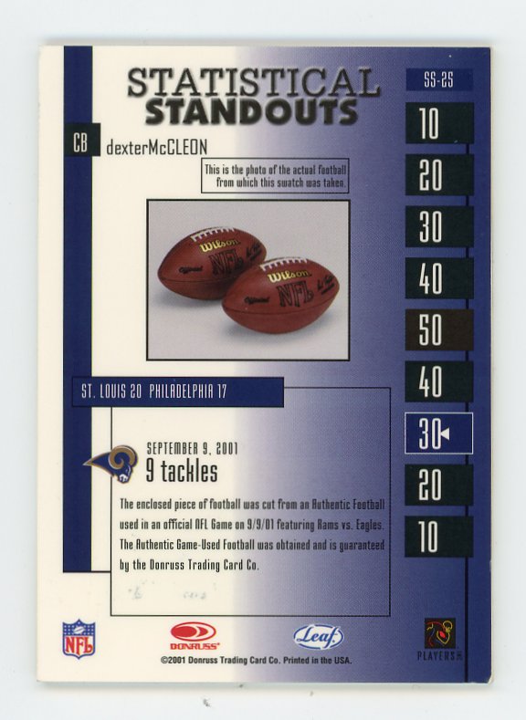 2001 Dexter Mccleon Rookies And Stars Football Donruss Los Angeles Rams # SS-2S