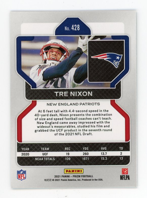 2021 Tre Nixon Rookie Panini New England Patriots # 428
