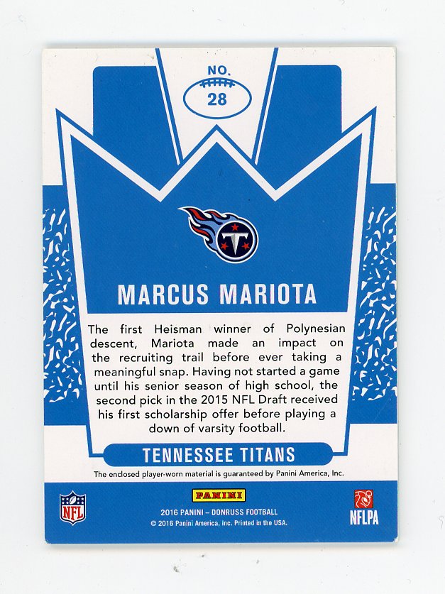 2016 Marcus Mariota Jersey Kings Donruss Tennessee Titans # 28