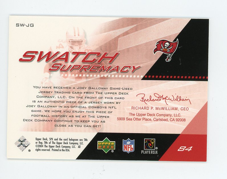 2004 Joey Galloway Swatch Supremacy SPX Tampa Bay Buccaneers # SW-JG