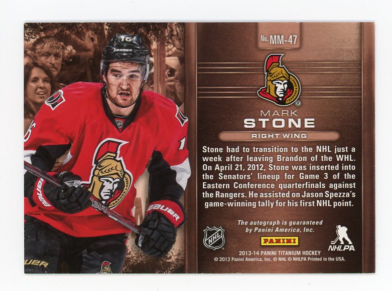 2013-2014 Mark Stone Metallic Marks Auto Titanium Ottawa Senators # MM-47