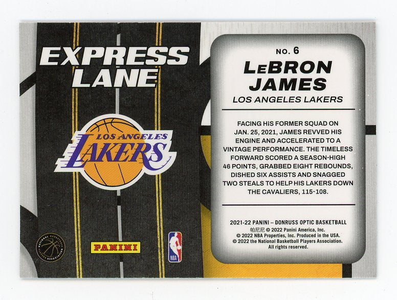 2021-2022 Lebron James Express Lane Donruss Optic Los Angeles Lakers # 6
