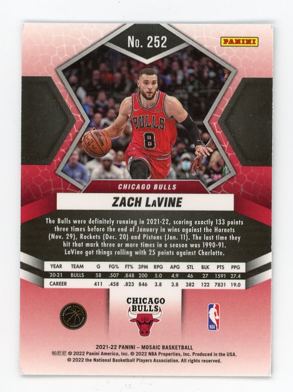 2021-2022 Zach Lavine National Pride Mosaic Chicago Bulls # 252