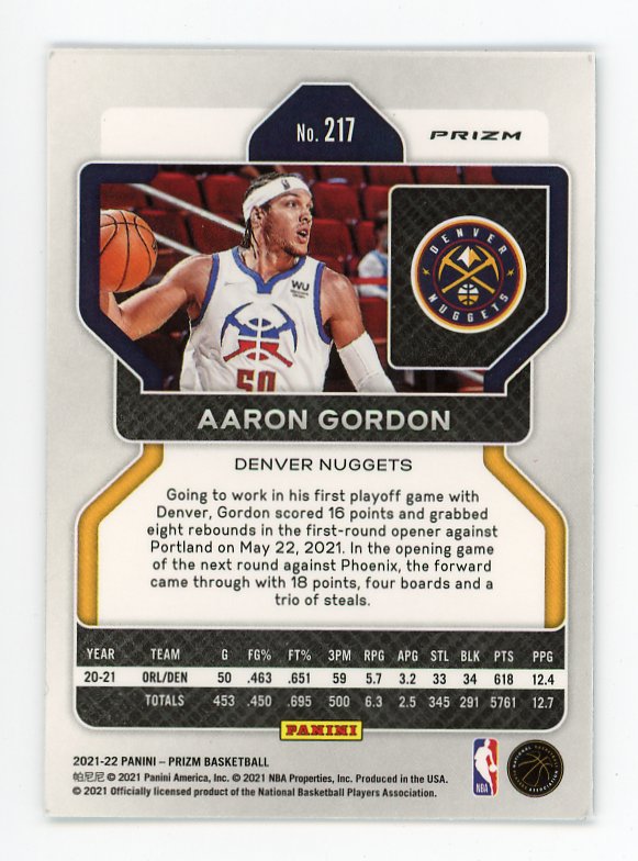 2021-2022 Aaron Gordon Refractor Panini Denver Nuggets # 217