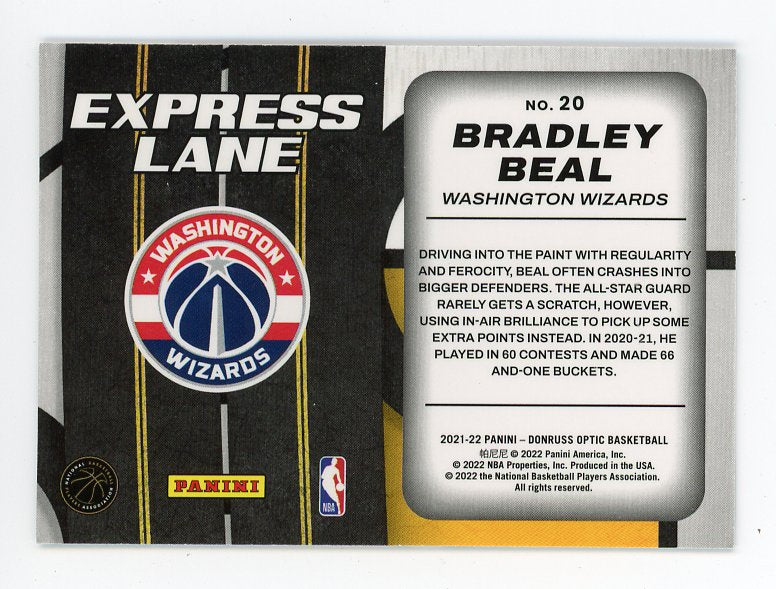 2021-2022 Bradley Beal Express Lane Donruss Optic Washington Wizards # 20