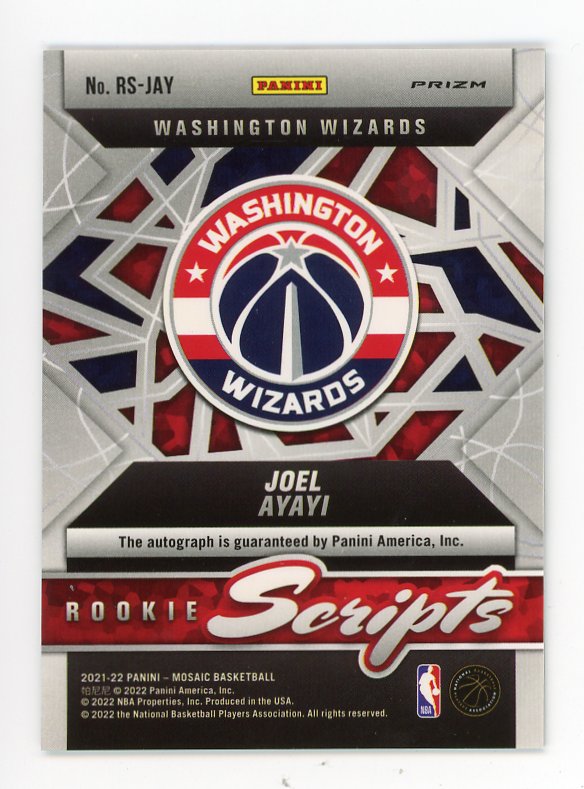 2021-2022 Joel Ayayi Rookie Auto Mosaic Washington Wizards # RS-JAY