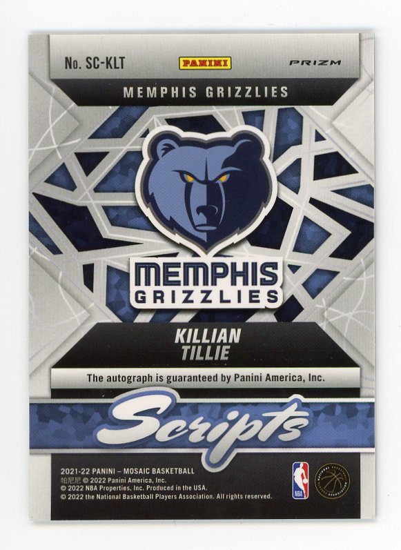 2021-2022 Killian Tillie Rookie Auto Mosaic Memphis Grizzlies # SC-KLT