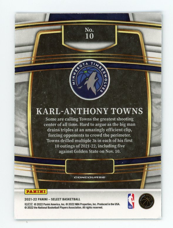 2021-2022 Karl-Anthony Towns Blue Select Minnesota Timberwolves # 10
