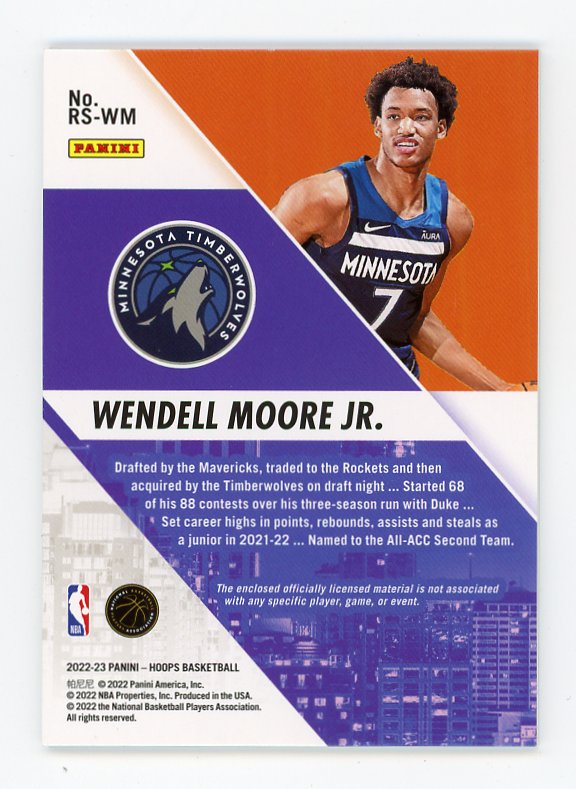 2022-2023 Wendell Moore JR Rise N Shine Panini Minnesota Timberwolves # RS-WM