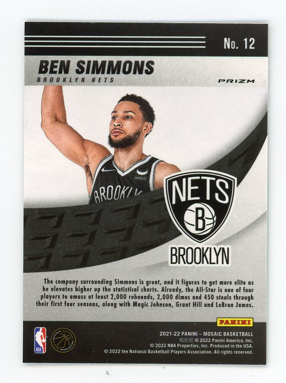 2021-2022 Ben Simmons Elevate Green Prizm Mosaic Brooklyn Nets # 12
