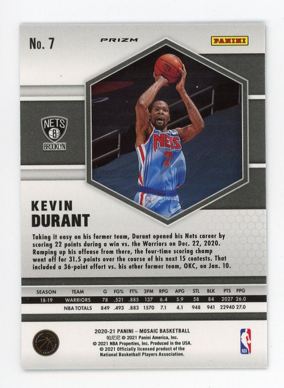 2020-2021 Kevin Durant Blue Prizm Panini Brooklyn Nets # 7