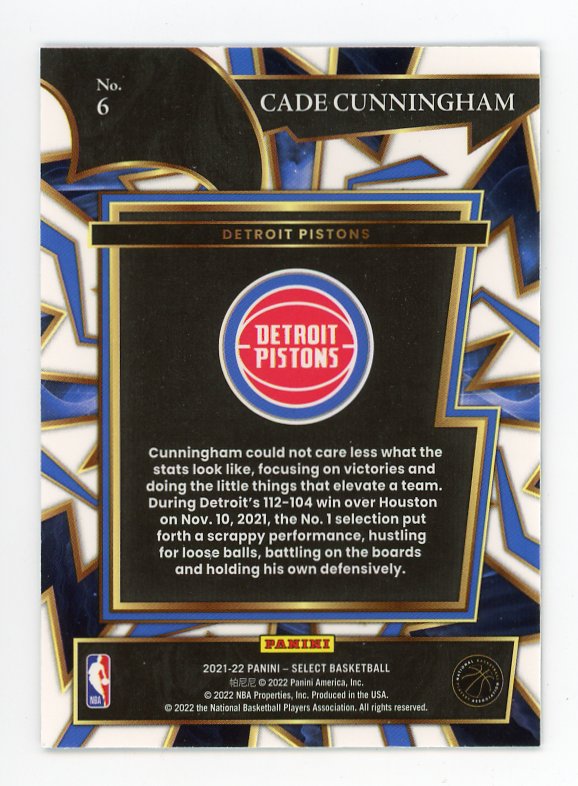 2021-2022 Cade Cunningham Turbocharged Select Detroit Pistons # 6