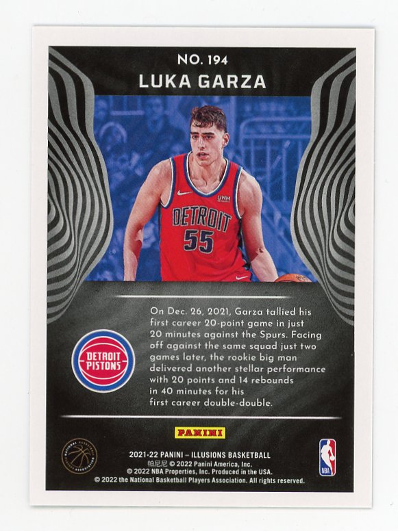 2021-2022 Luka Garza Rookie Illusions Detroit Pistons # 194