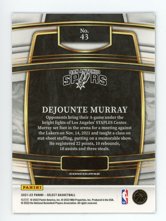 2021-2022 Dejounte Murray Select San Antonio Spurs # 43