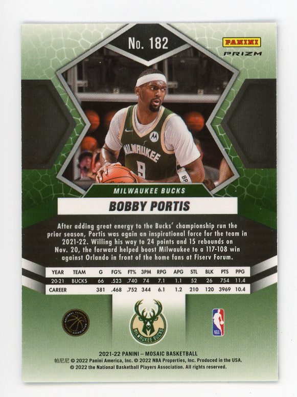 2021-2022 Bobby Portis Refractor Mosaic Milwaukee Bucks # 182