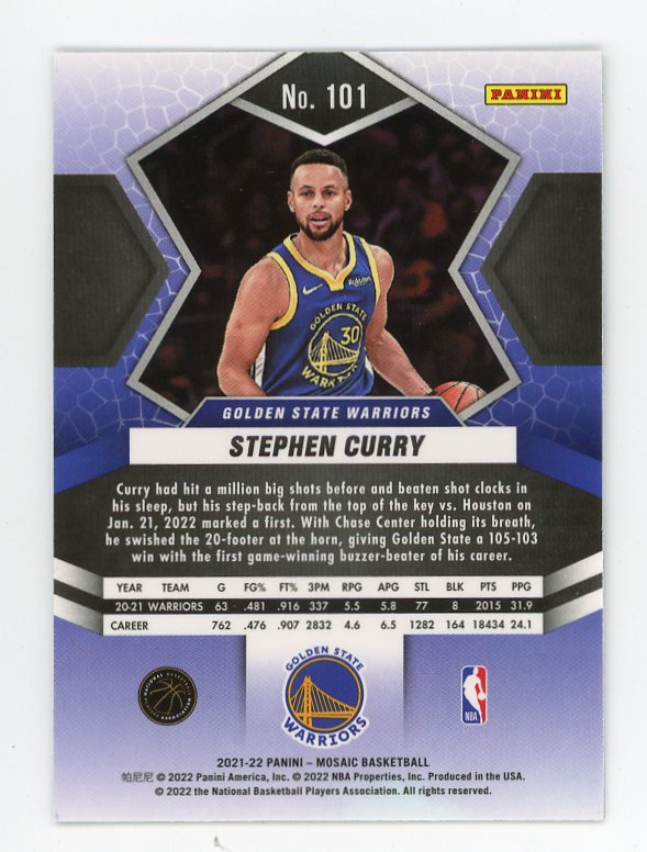 2021-2022 Stephen Curry Mosaic Golden State Warriors # 101