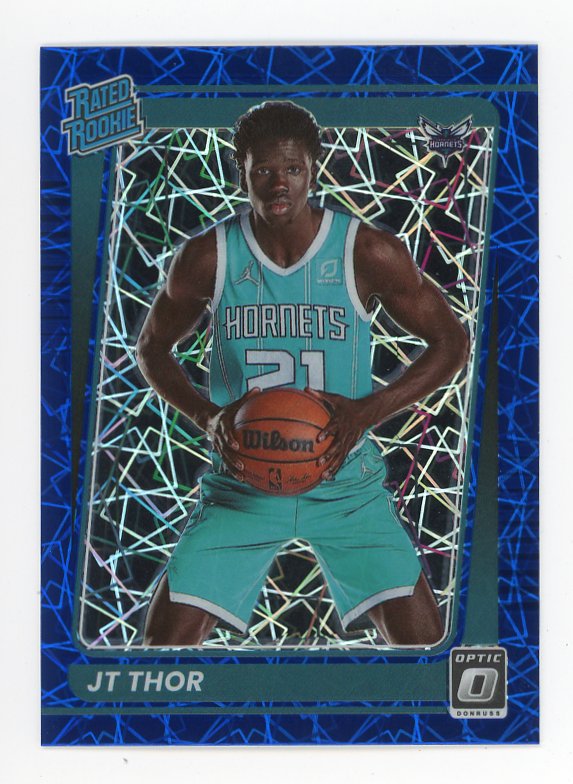 2021-2022 JT Thor Rated Rookie Blue Lazer Donruss Optic Charlotte Hornets # 172
