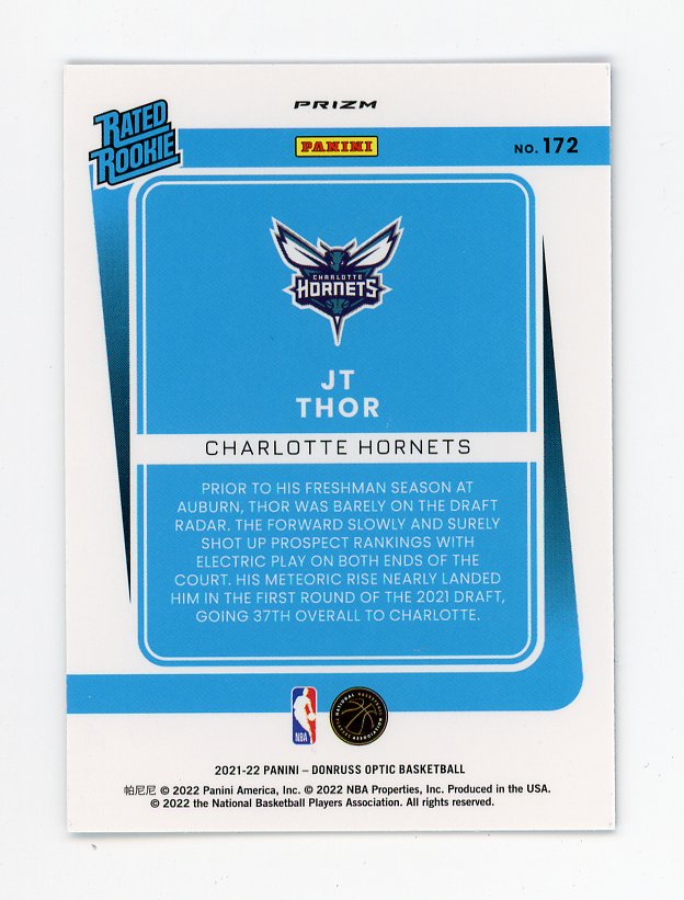 2021-2022 JT Thor Rated Rookie Blue Lazer Donruss Optic Charlotte Hornets # 172