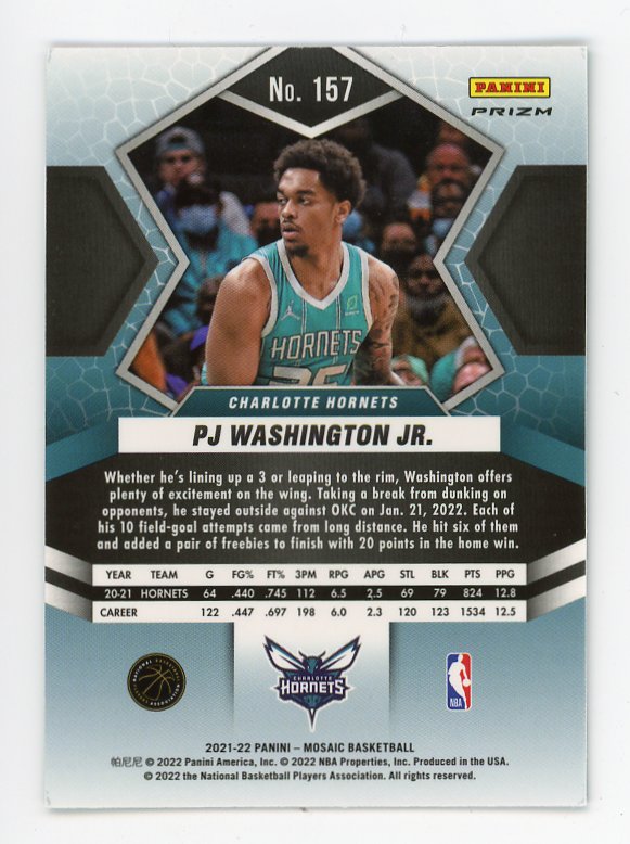 2021-2022 PJ Washington JR Green Prizm Mosaic Charlotte Hornets # 157