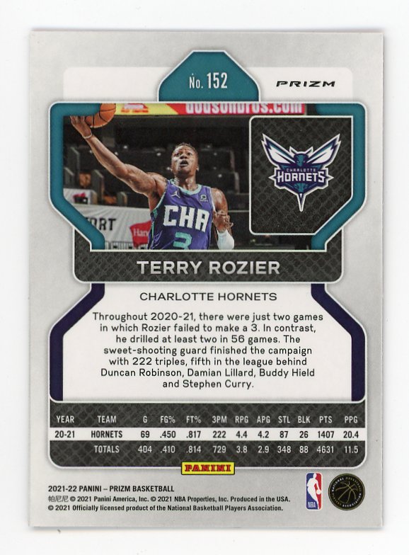2021-2022 Terry Rozier Red Prizm Panini Charlotte Hornets # 152