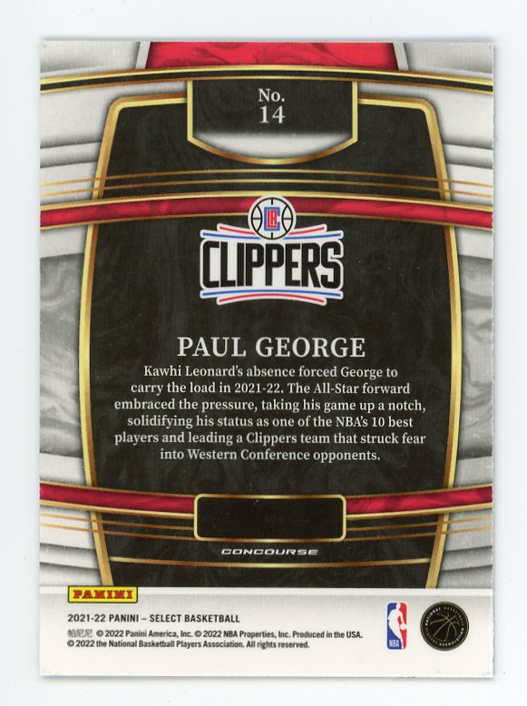 2021-2022 Paul George Select Los Angeles Clippers # 14