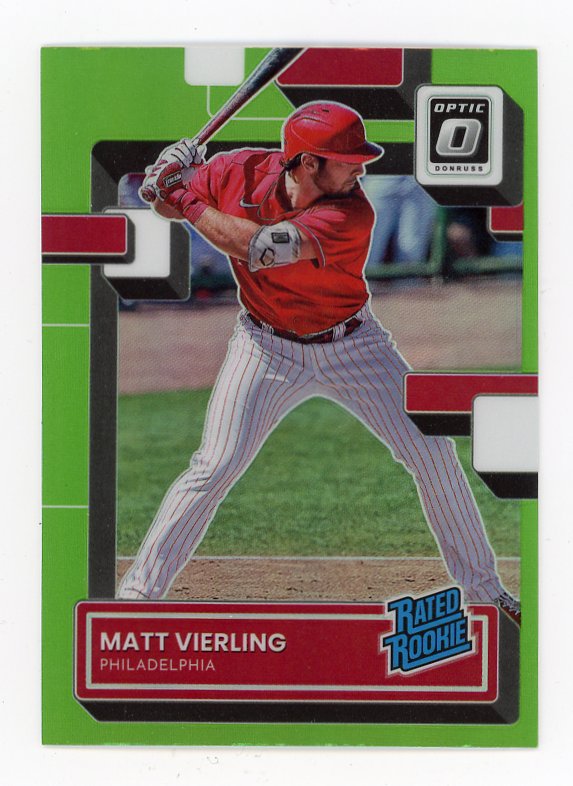 2022 Matt Vierling Rated Rookie Lime Green Donruss Optic Philadelphia Phillies # 85
