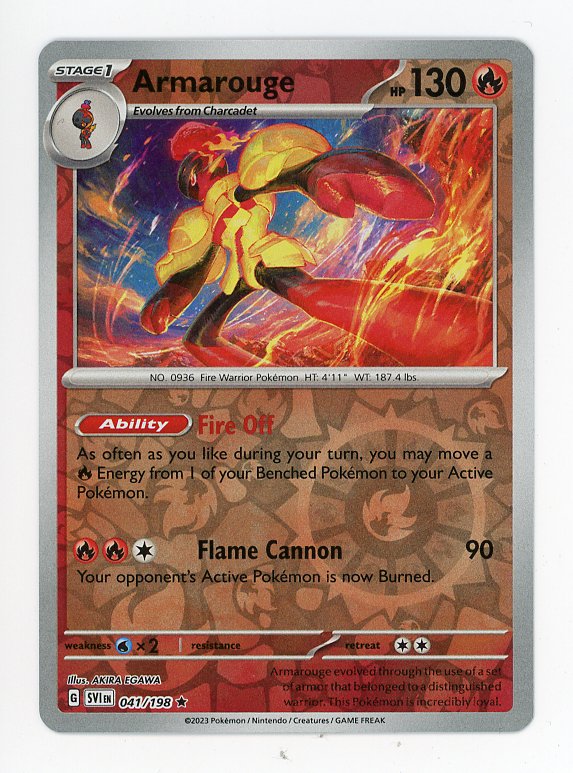 Armarouge 041/198 Pokemon 2023 Reverse Holo Scarlet And Violet